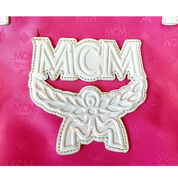 MCM Coated Canvas Patent Leather Shopper Tote Bag - Picture 2 of 7